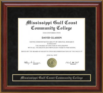 Mississippi Gulf Coast Community College (MGCCC) Mahogany Diploma Frame