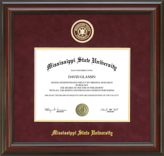 Mississippi State University Diploma Frame with Embossed School Seal