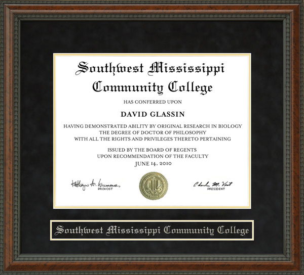 Southwest Mississippi Community College (SMCC) Diploma Frame