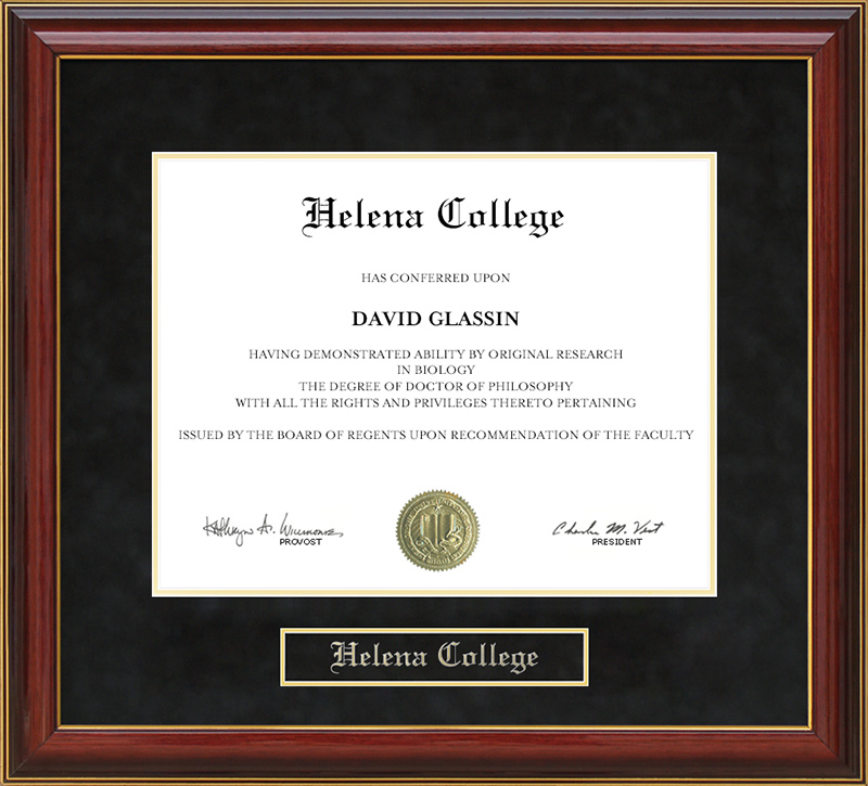 Helena College Mahogany Diploma Frame
