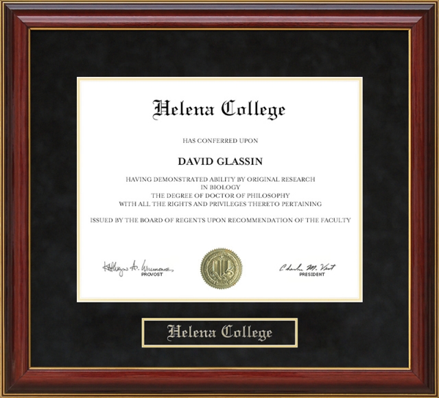 Helena College Mahogany Diploma Frame