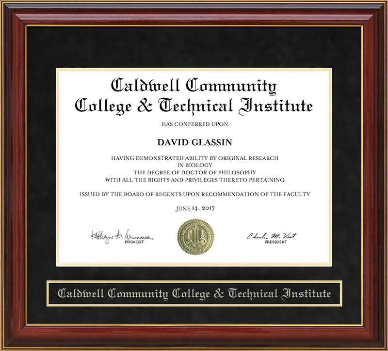 Caldwell Community College & Technical Institute (CCC&TI) Mahogany Diploma Frame