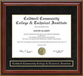 Caldwell Community College & Technical Institute (CCC&TI) Mahogany Diploma Frame