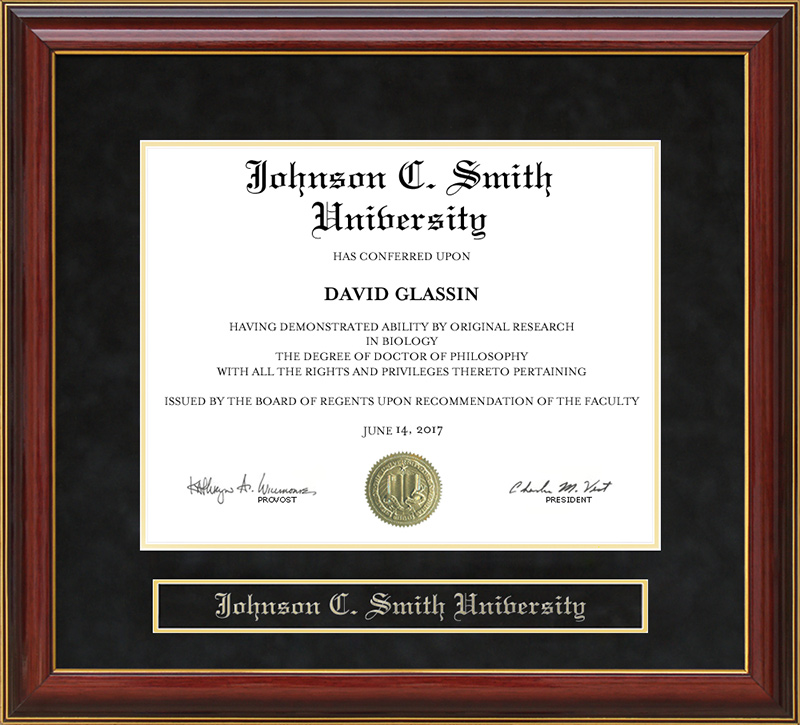 Johnson C. Smith University (JCSU) Mahogany Diploma Frame
