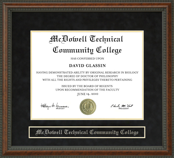 McDowell Technical Community College Diploma Frame