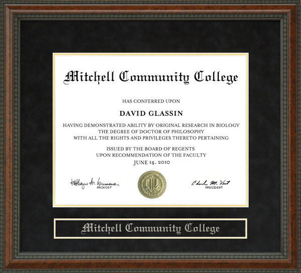 Mitchell Community College Diploma Frame