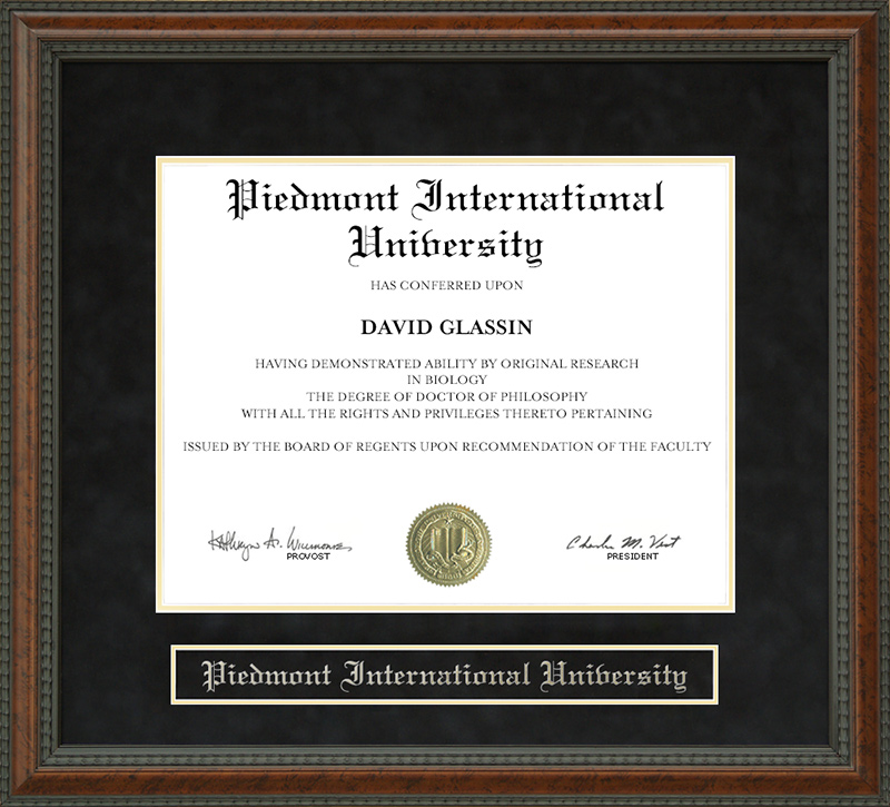 Piedmont International University Diploma Frame