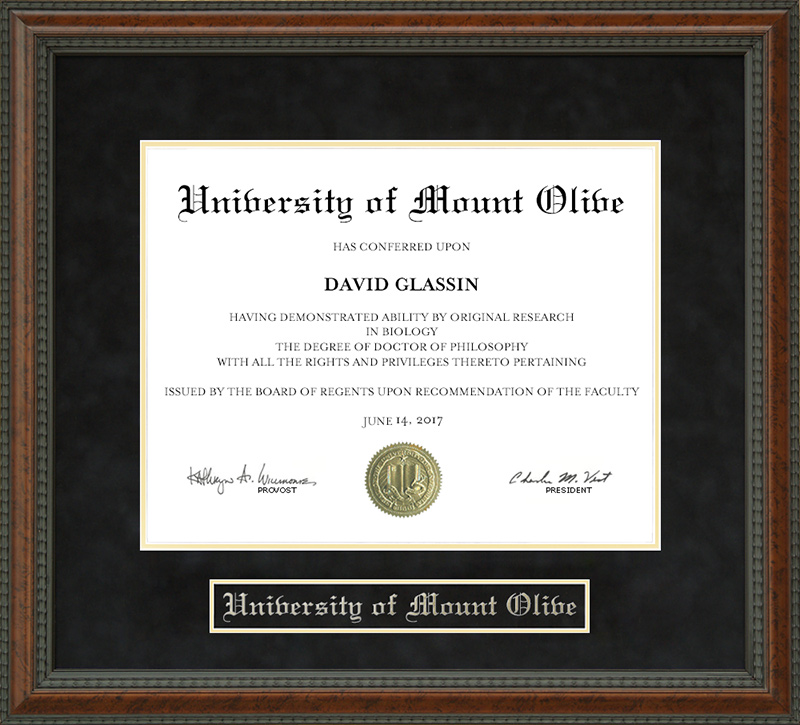 University of Mount Olive (UMO) Diploma Frame