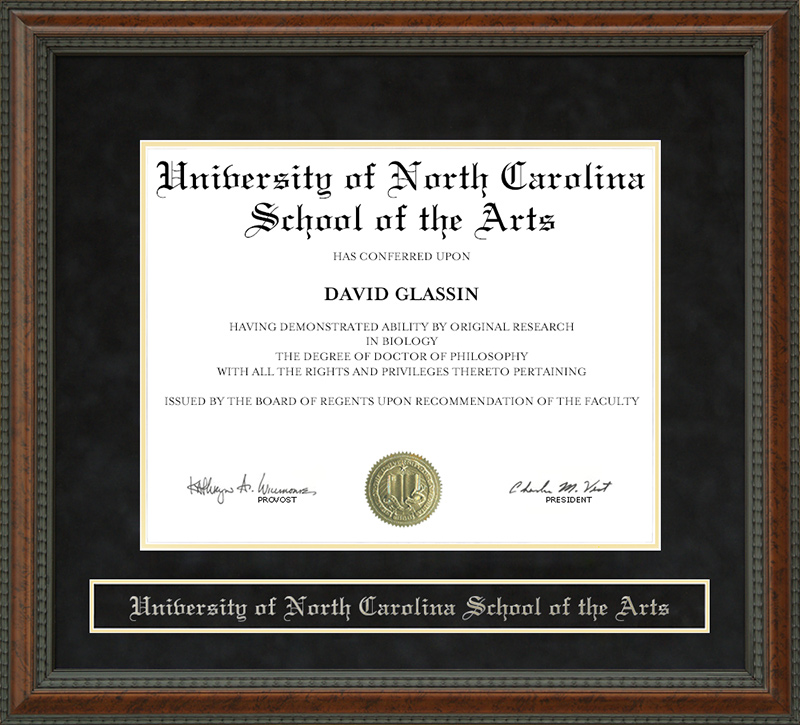 University of North Carolina School of the Arts Diploma Frame - handcrafted diploma frame by Wordyisms