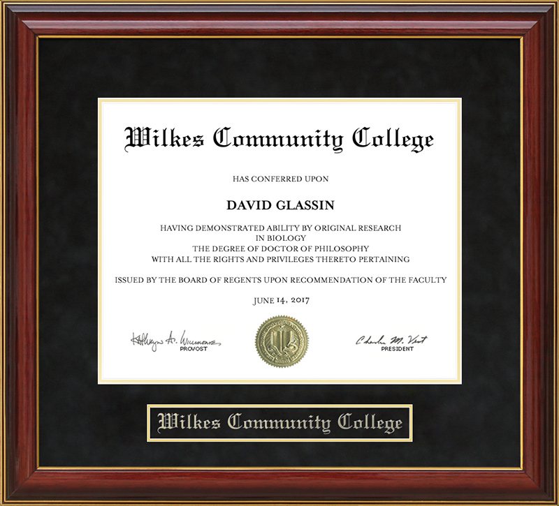 Wilkes Community College Mahogany Diploma Frame