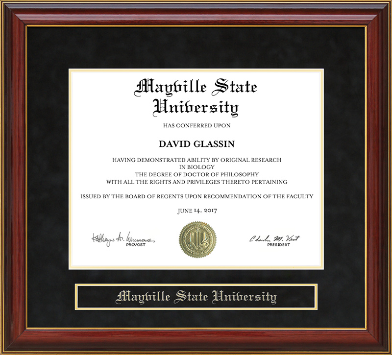 Mayville State University Mahogany Diploma Frame