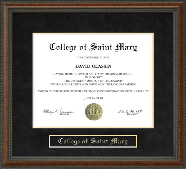 College of Saint Mary (CSM) Diploma Frame