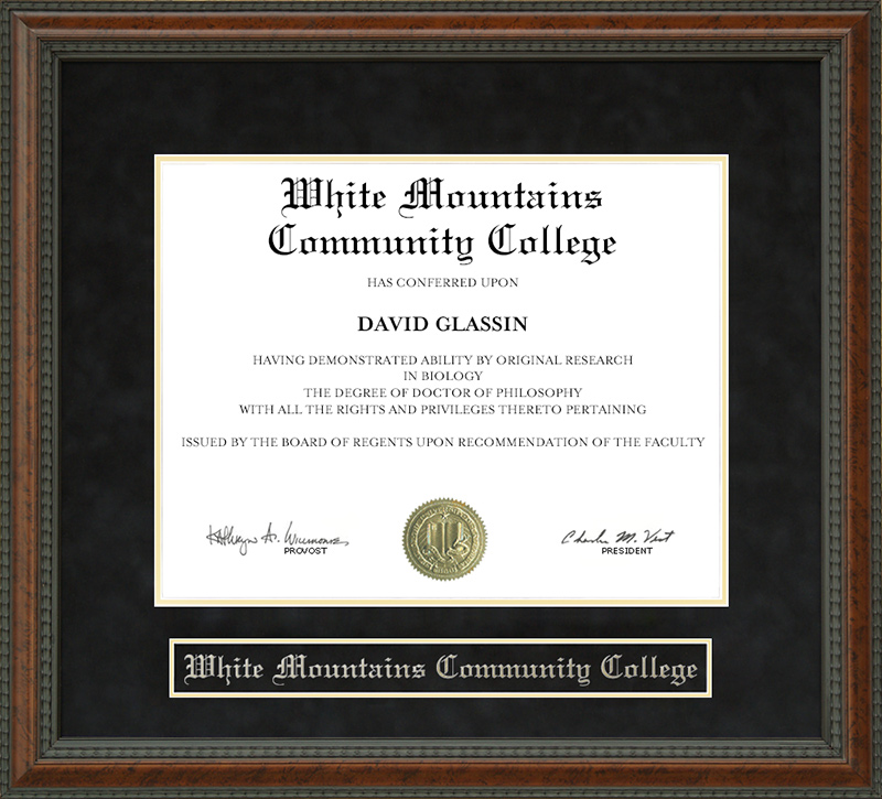 White Mountains Community College Diploma Frame