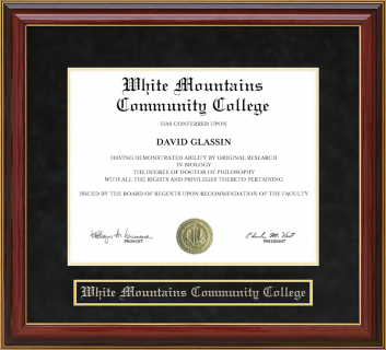 White Mountains Community College Mahogany Diploma Frame
