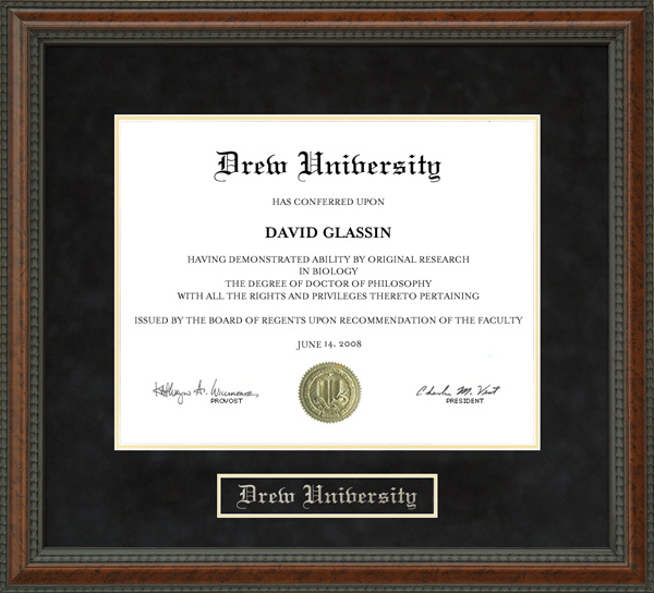 Drew University Diploma Frame