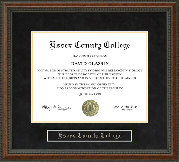 Essex County College Diploma Frame