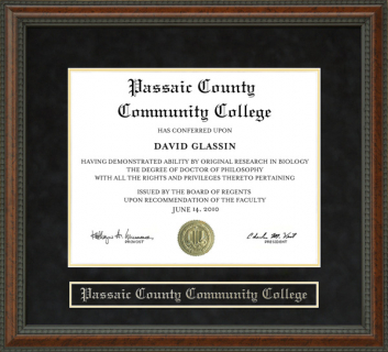 Passaic County Community College Diploma Frame