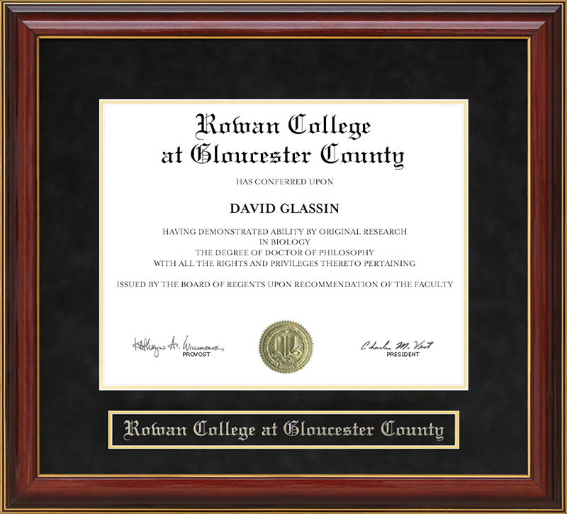 Rowan College at Gloucester County Mahogany Diploma Frame