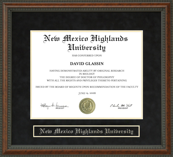 New Mexico Highlands University (NMHU) Diploma Frame