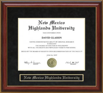 New Mexico Highlands University (NMHU) Mahogany Diploma Frame