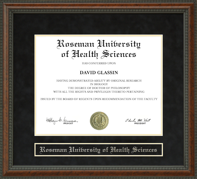 Roseman University of Health Sciences Diploma Frame