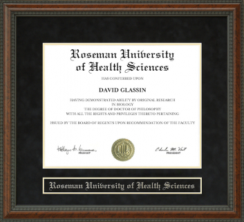 Roseman University of Health Sciences Diploma Frame
