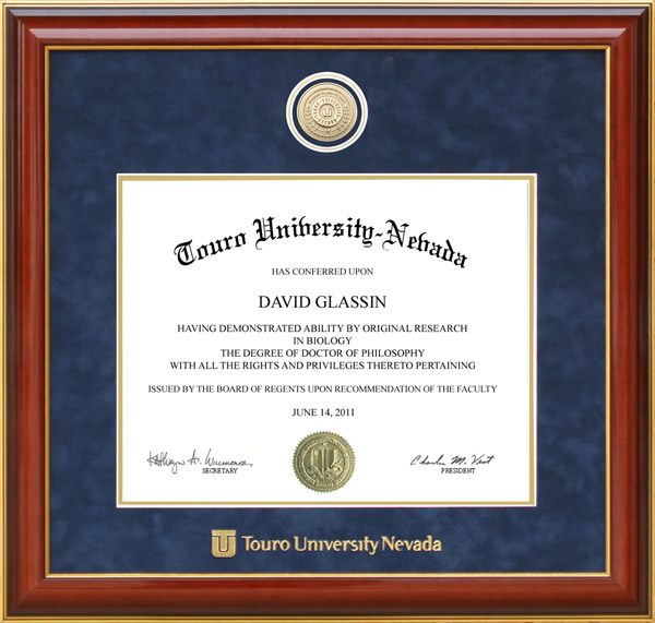 Touro University Diploma Frame with School Seal Medallion by Wordyisms