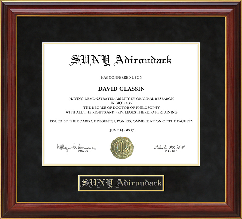 SUNY Adirondack Mahogany Diploma Frame