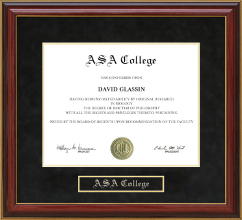 ASA College Mahogany Diploma Frame