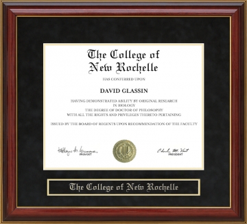 The College of New Rochelle Mahogany Diploma Frame