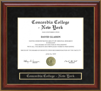 Concordia College - New York Mahogany Diploma Frame