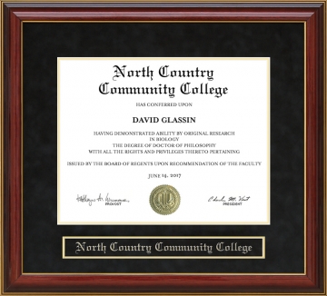 North Country Community College Mahogany Diploma Frame