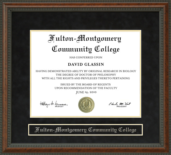 Fulton-Montgomery Community College (FMCC) Diploma Frame