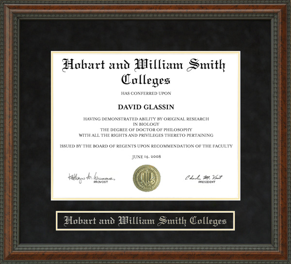 Hobart and William Smith Colleges Diploma Frame