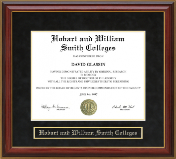 Hobart and William Smith Colleges Mahogany Diploma Frame