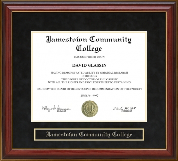Jamestown Community College Mahogany Diploma Frame