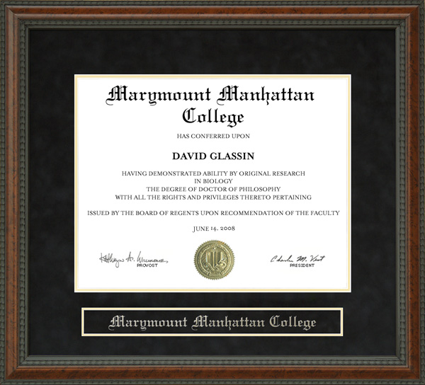 Marymount Manhattan College (MMC) Diploma Frame