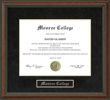 Monroe University Diploma Frame