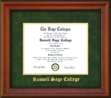 Russell Sage College Diploma Frame in Green Suede
