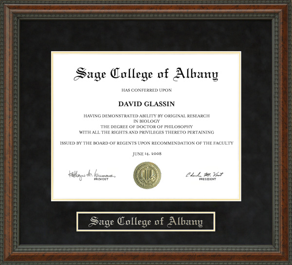 Sage College of Albany (SCA) Diploma Frame