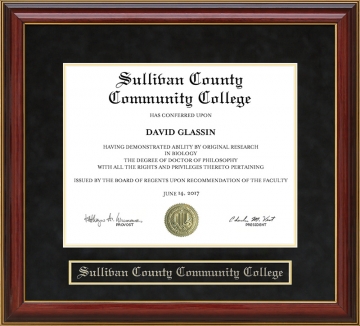 Sullivan County Community College Mahogany Diploma Frame