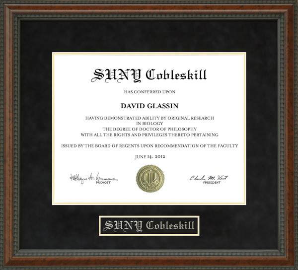State University of New York at Cobleskill (SUNY Cobleskill) Diploma Frame