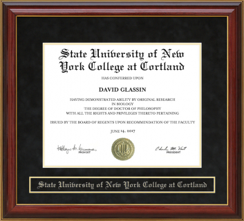 State University of New York College at Cortland (SUNY Cortland) Mahogany Diploma Frame