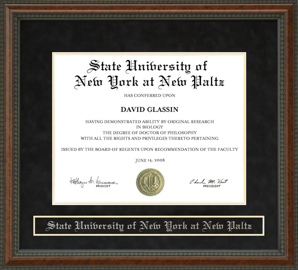 State University of New York at New Paltz (SUNY New Paltz) Diploma Frame