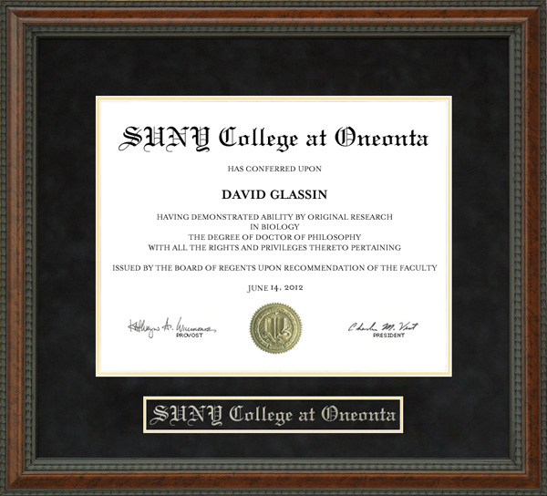 State University of New York College at Oneonta (SUNY Oneonta) Diploma Frame