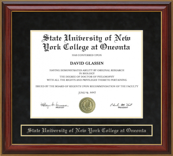 State University of New York College at Oneonta (SUNY Oneonta) Mahogany Diploma Frame