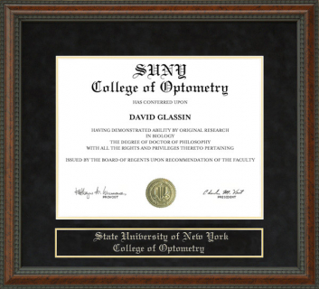 State University of New York College of Optometry Diploma Frame