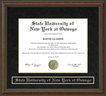 State University of New York at Oswego (Oswego State) Diploma Frame