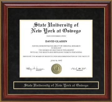 State University of New York at Oswego (Oswego State) Mahogany Diploma Frame