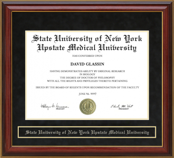 State University of New York Upstate Medical University (SUNY Upstate) Mahogany Diploma Frame